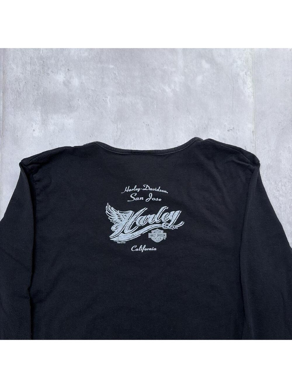 Y2K Red Harley Davidson San Jose Cali Grunge Gothic Biker Long Sleeve Shirt - Picture 8 of 8